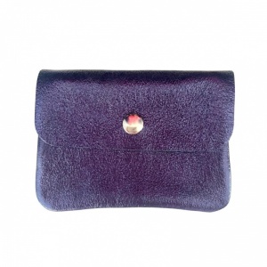 Leather Purse - Metallic Navy